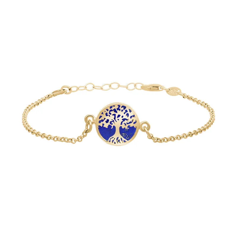 9ct Yellow Gold Lapis Lazuli Round Tree of Life Chain Bracelet sold by Jura Watches product image thumbnail 2