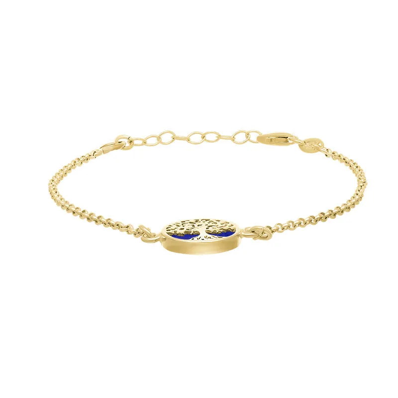 9ct Yellow Gold Lapis Lazuli Round Tree of Life Chain Bracelet sold by Jura Watches product image thumbnail 3