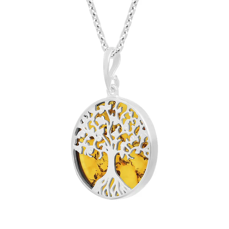 Sterling Silver Amber Round Tree of Life Necklace sold by Jura Watches product image thumbnail 2