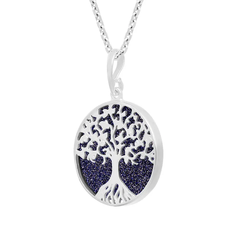 Sterling Silver Blue Goldstone Round Tree of Life Necklace sold by Jura Watches product image thumbnail 2