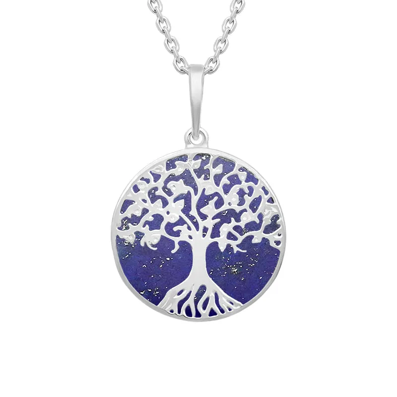 Sterling Silver Lapis Lazuli Round Tree of Life Necklace sold by Jura Watches