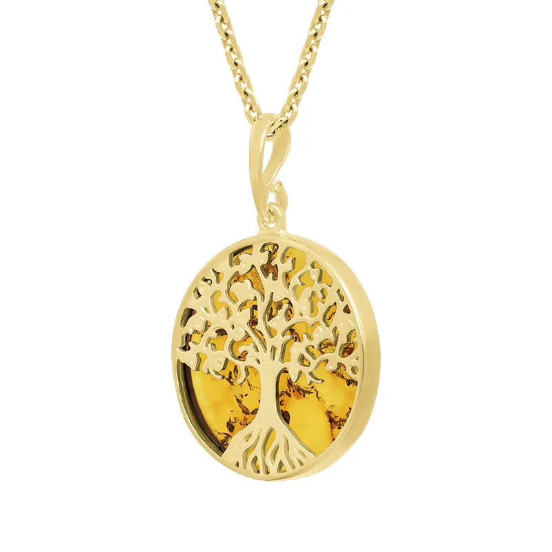 9ct Yellow Gold Amber Round Tree of Life Necklace sold by Jura Watches product image thumbnail 2