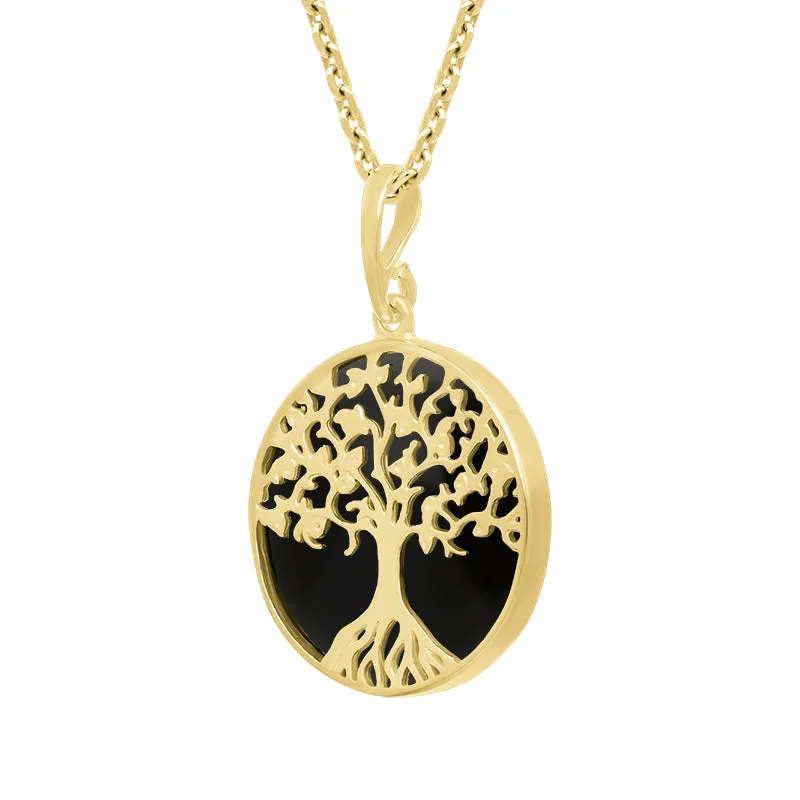 9ct Yellow Gold Whitby Jet Round Tree of Life Necklace sold by Jura Watches product image thumbnail 2