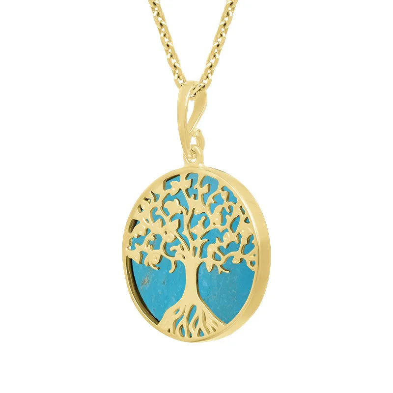 9ct Yellow Gold Turquoise Round Tree of Life Necklace sold by Jura Watches product image thumbnail 2