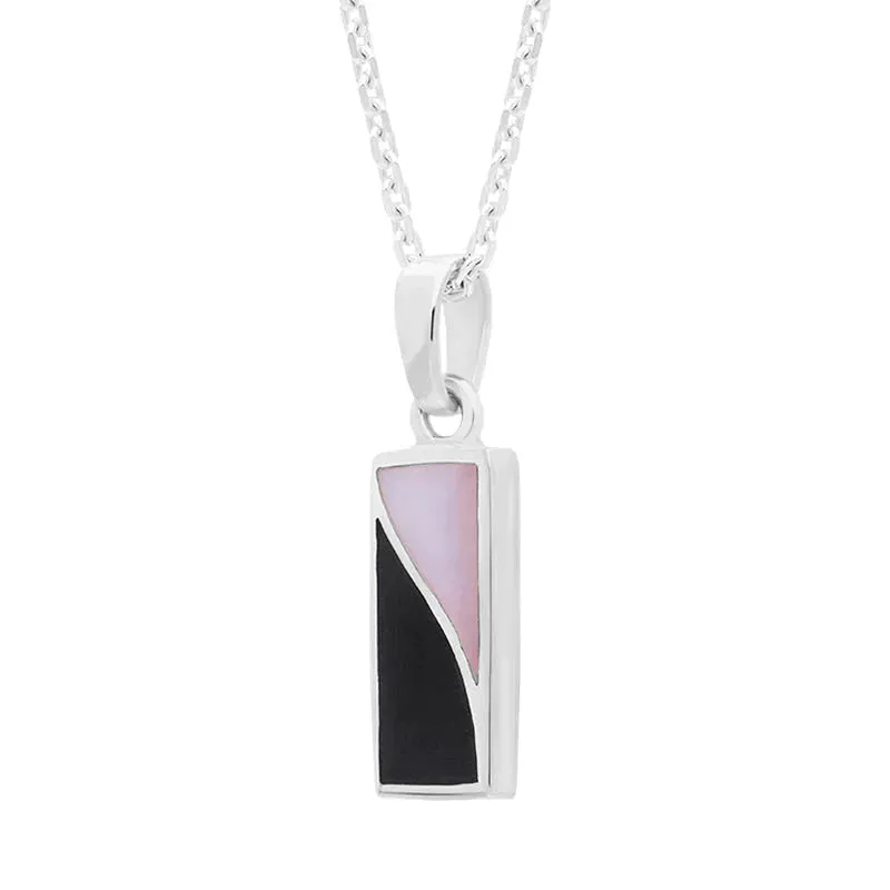 Sterling Silver Whitby Jet Pink Mother of Pearl Oblong Necklace sold by Jura Watches product image thumbnail 2