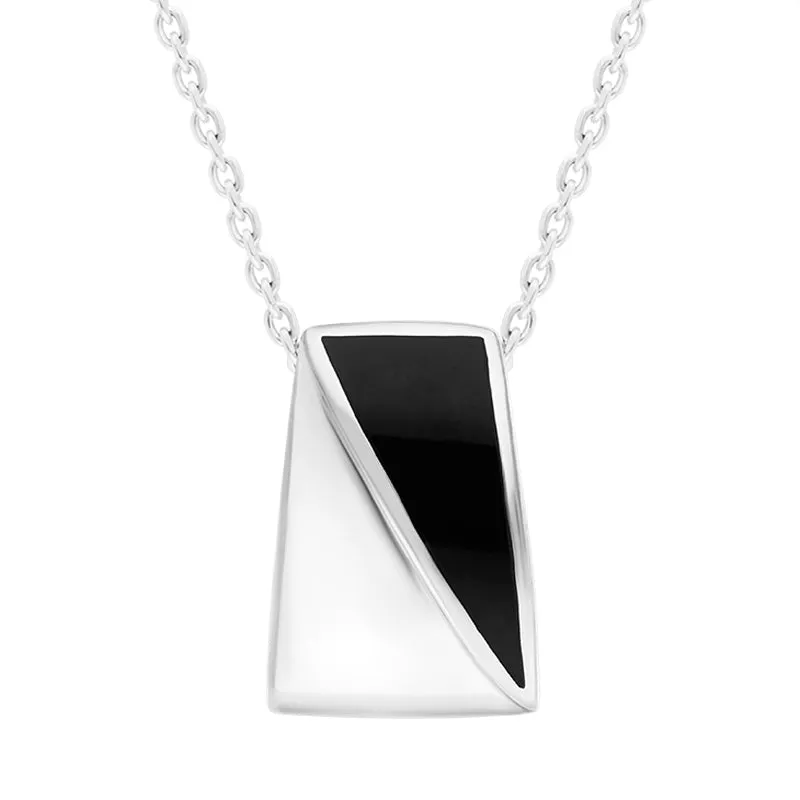 Sterling Silver Whitby Jet Inlaid Trapezium Shape Necklace sold by Jura Watches