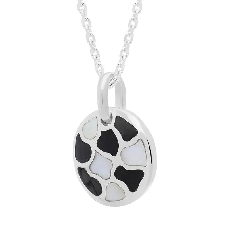 Sterling Silver Whitby Jet Mother of Pearl Small Round Pendant Necklace D sold by Jura Watches product image thumbnail 2