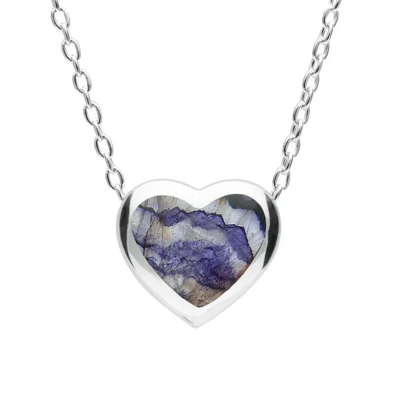 Sterling Silver Blue John Framed Heart Necklace sold by Jura Watches