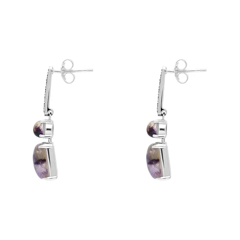 Sterling Silver Blue John Marcasite Oblong Drop Earrings sold by Jura Watches product image thumbnail 2