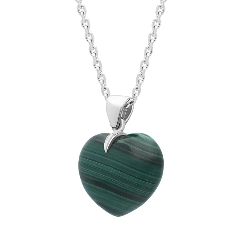 Sterling Silver Malachite Medium Carved Heart Necklace sold by Jura Watches product image thumbnail 2