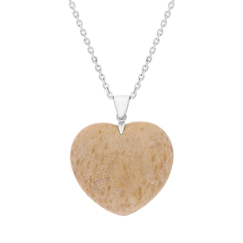 Sterling Silver Coquina Large Carved Heart Necklace sold by Jura Watches