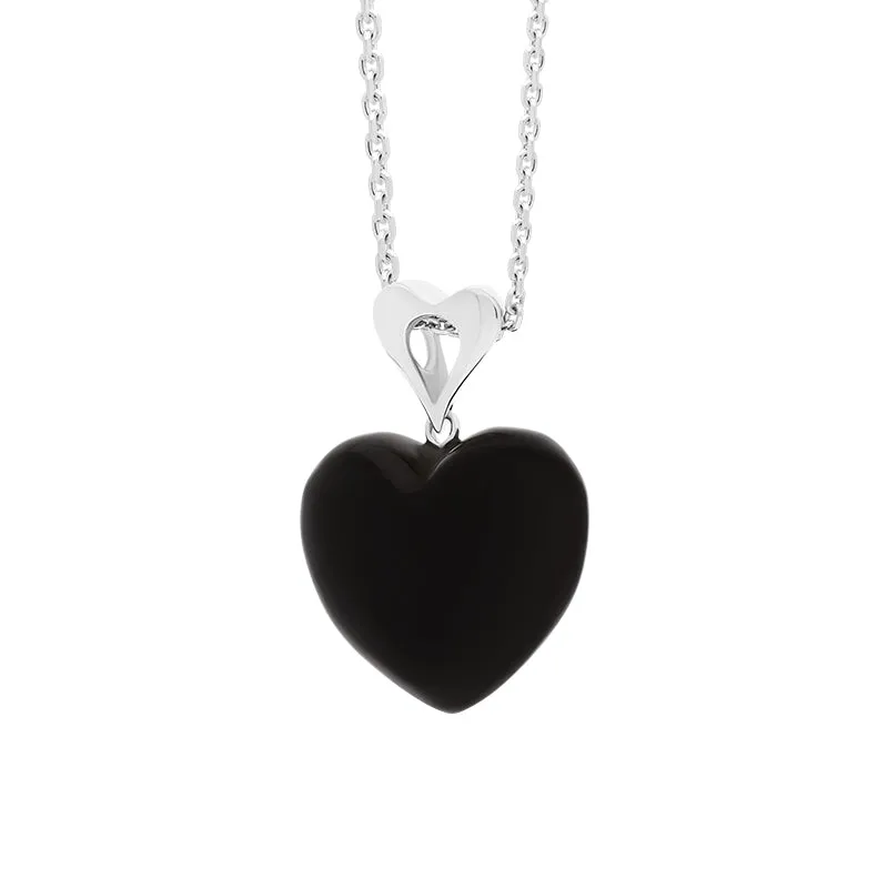 Sterling Silver Whitby Jet Fancy Bail Large Carved Heart Necklace sold by Jura Watches product image thumbnail 2