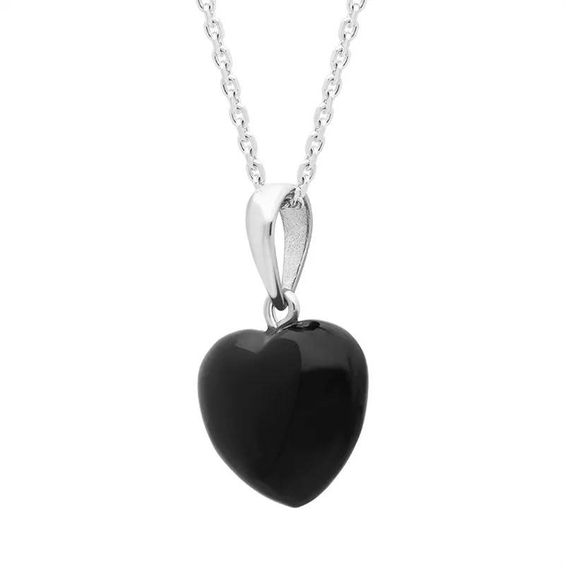 Sterling Silver Whitby Jet Slim Bail Large Carved Heart Necklace sold by Jura Watches product image thumbnail 2