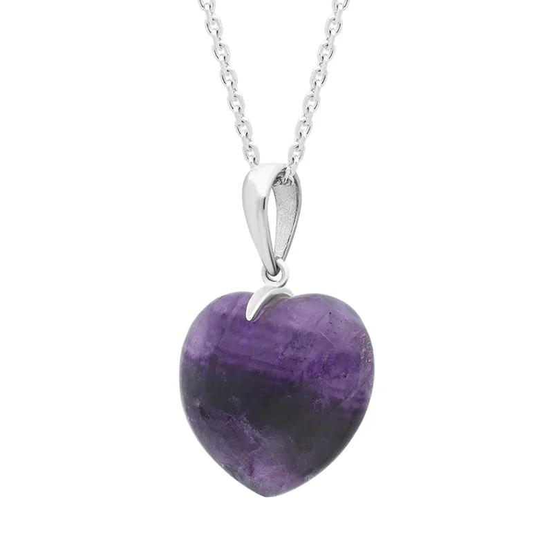 Sterling Silver Blue John Slim Bail Small Carved Heart Necklace sold by Jura Watches product image thumbnail 2