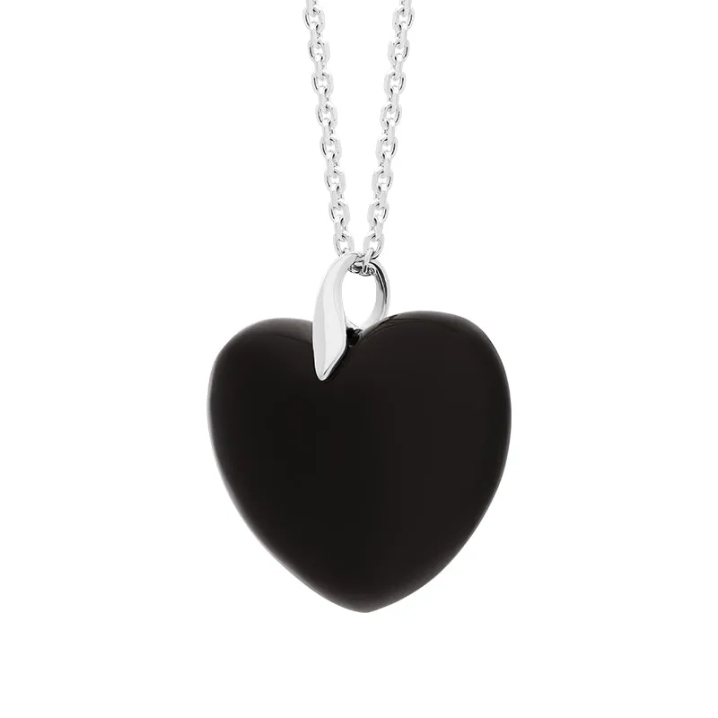 Sterling Silver Whitby Jet Leaf Bail Extra Large Carved Heart Necklace sold by Jura Watches product image thumbnail 2