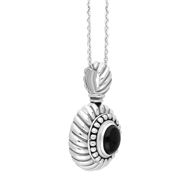 Sterling Silver Whitby Jet Beaded Edge Necklace D sold by Jura Watches product image thumbnail 2