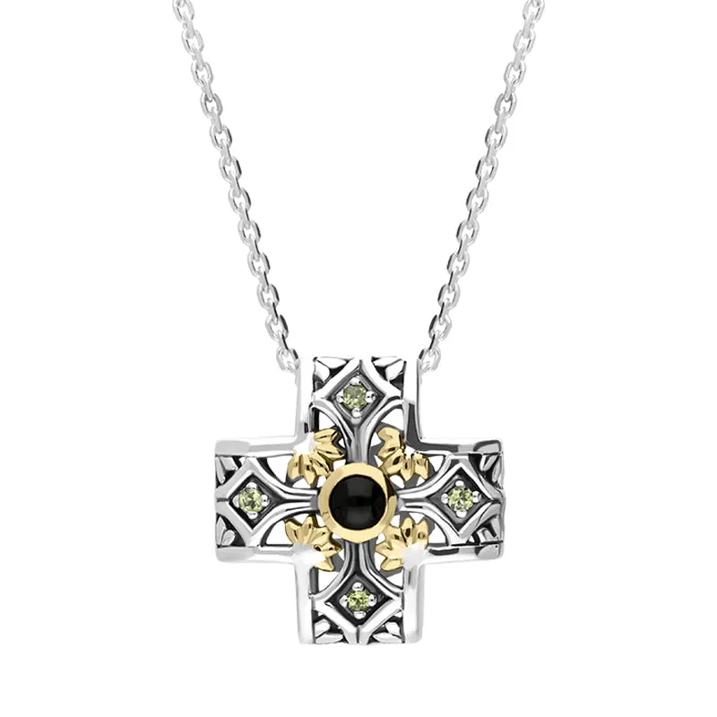 Sterling Silver Whitby Jet Ornate Cross Necklace D sold by Jura Watches