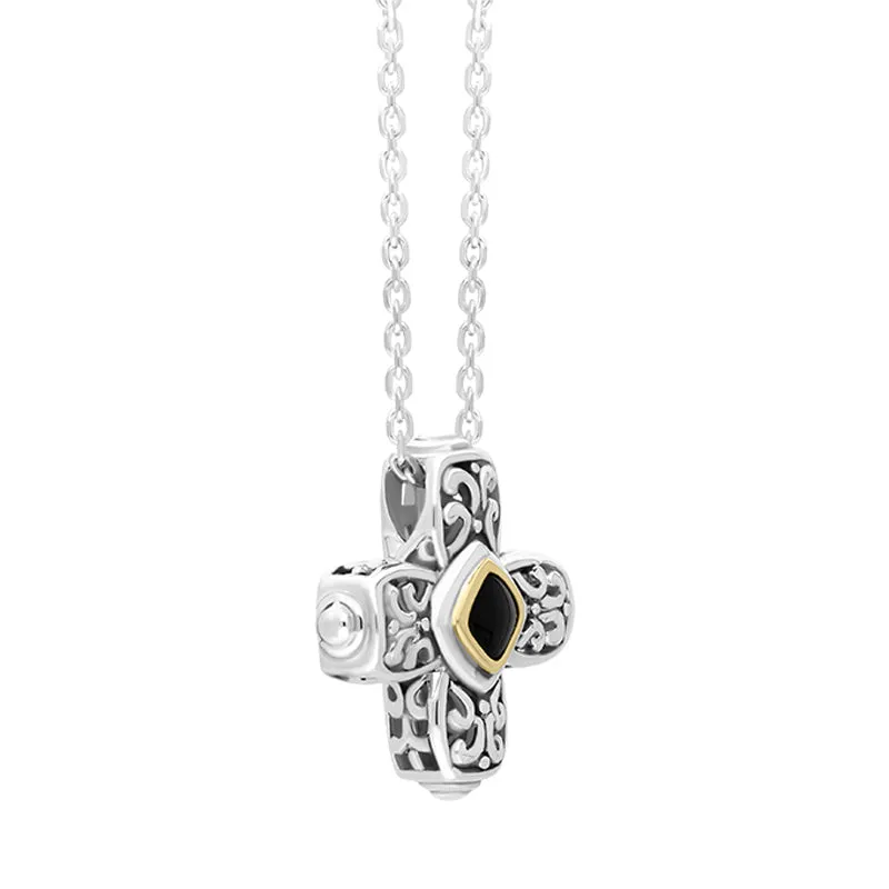 Sterling Silver Whitby Jet Ornate Cross Necklace D sold by Jura Watches product image thumbnail 2