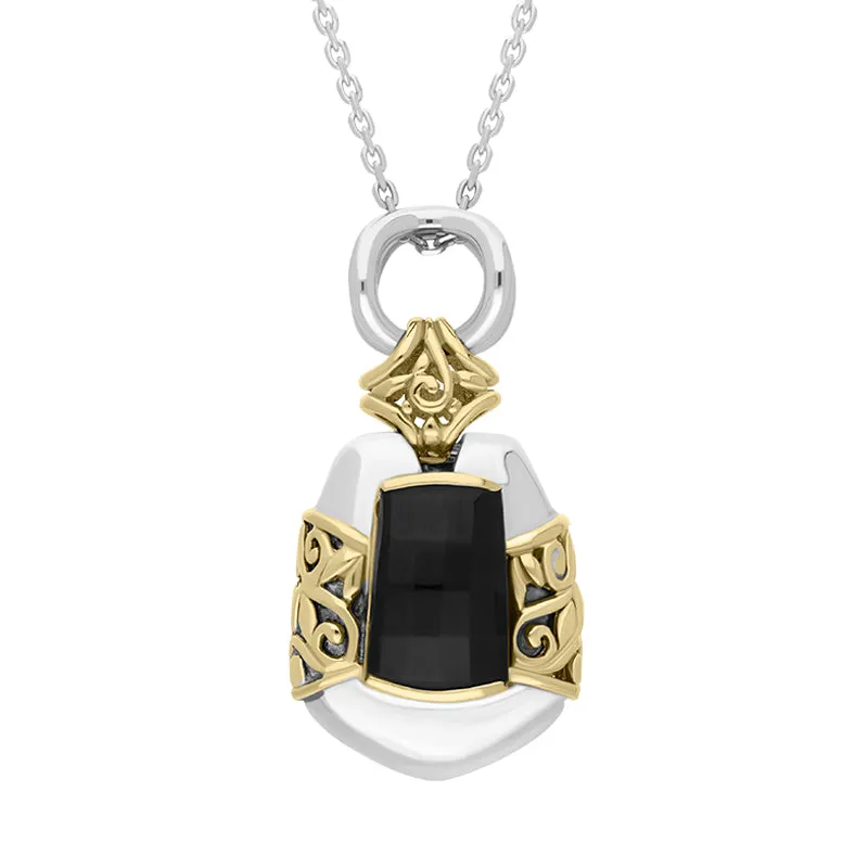 Sterling Silver Whitby Jet Ornate Faceted Necklace D sold by Jura Watches