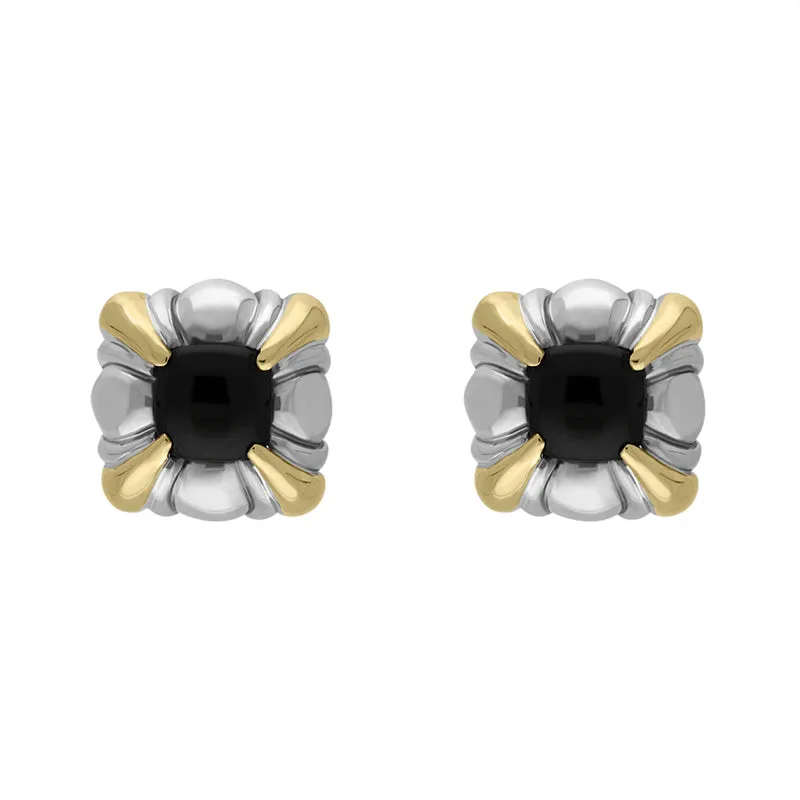 Sterling Silver Whitby Jet Square Omega Clip Earrings D sold by Jura Watches