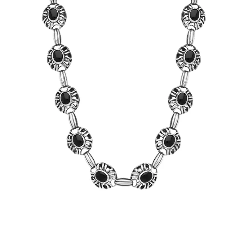 Sterling Silver Whitby Jet Openwork Necklace D sold by Jura Watches