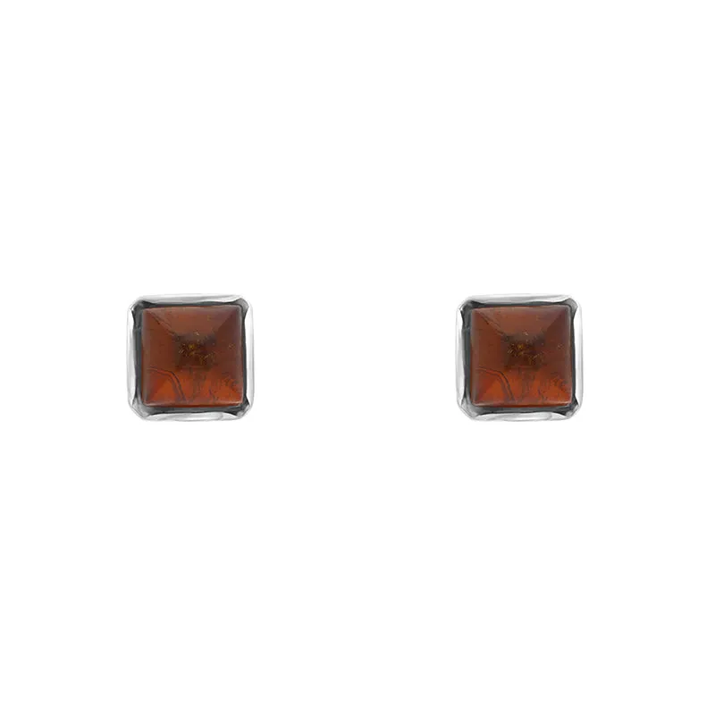 Sterling Silver Amber 4mm Square Stud Earrings D sold by Jura Watches