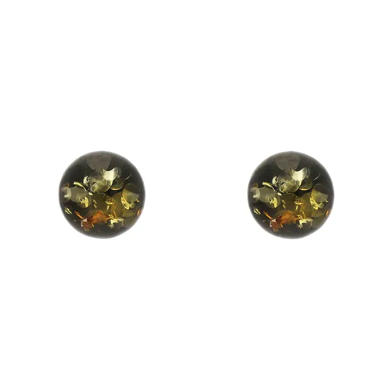 Sterling Silver Amber 6mm Domed Stud Earrings sold by Jura Watches