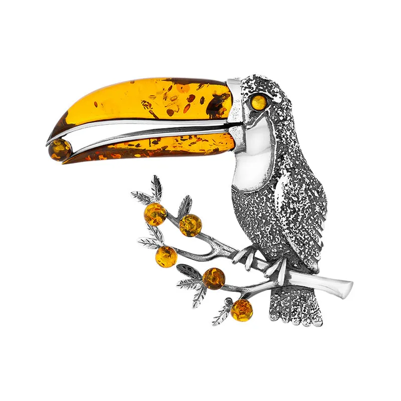 Sterling Silver Amber Large Toucan Brooch sold by Jura Watches