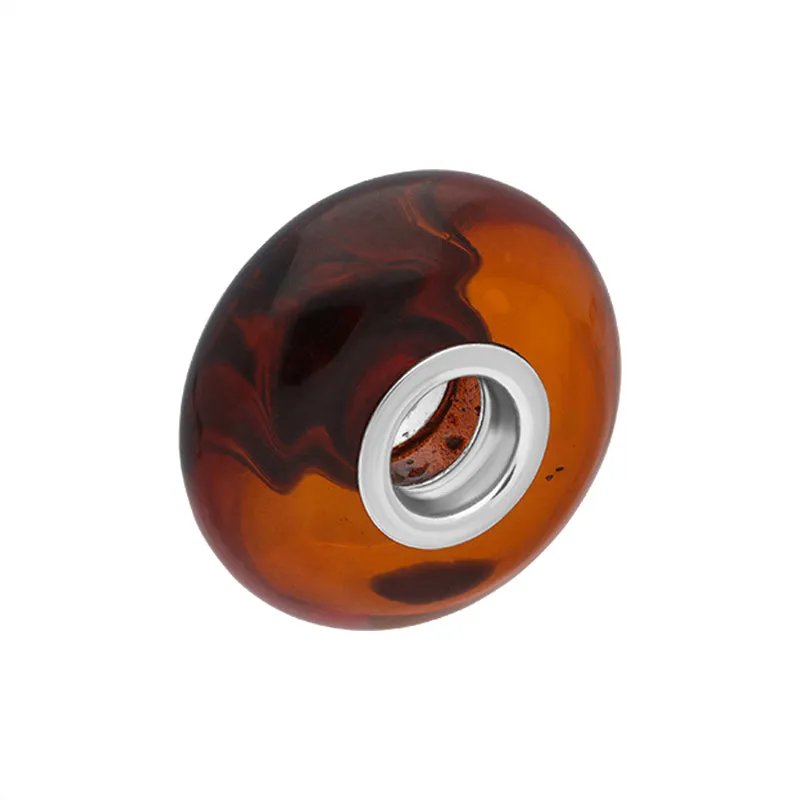 Sterling Silver Amber Smooth Bead Charm D sold by Jura Watches