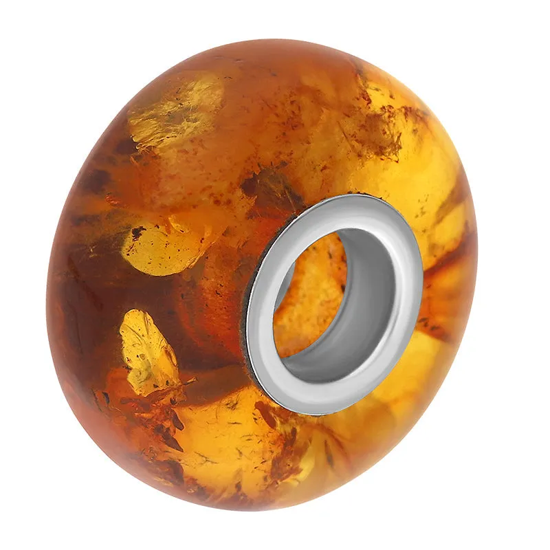 Sterling Silver Amber Smooth Bead Charm D sold by Jura Watches