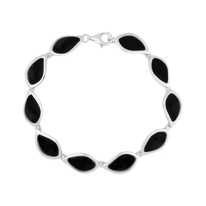 Sterling Silver Whitby Jet Leaf Bracelet sold by Jura Watches