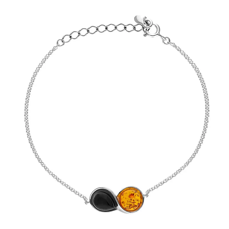 Sterling Silver Amber Whitby Jet Bracelet sold by Jura Watches