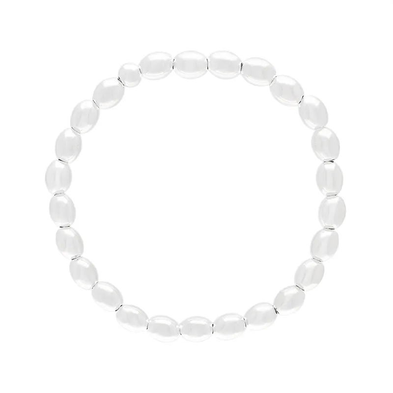 Sterling Silver White Oval Bead Bracelet sold by Jura Watches product image thumbnail 2