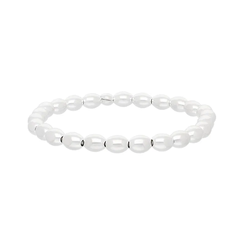 Sterling Silver White Oval Bead Bracelet sold by Jura Watches