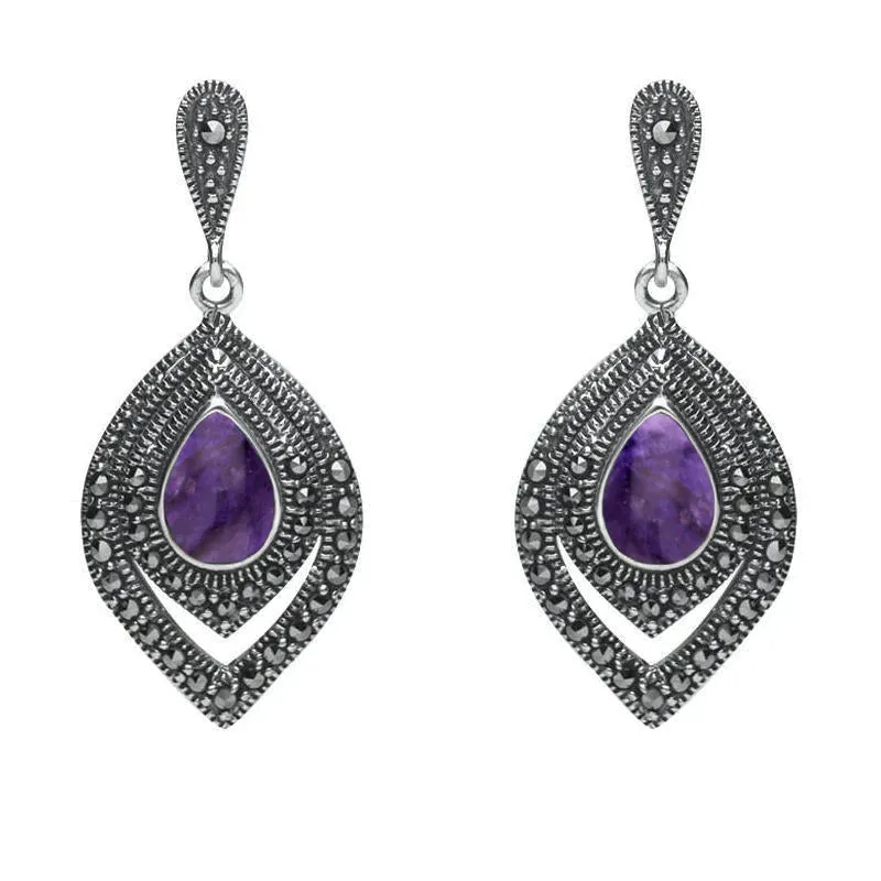 Sterling Silver Blue John and Marcasite Fancy Pear Drop Two Piece Set sold by Jura Watches product image thumbnail 2