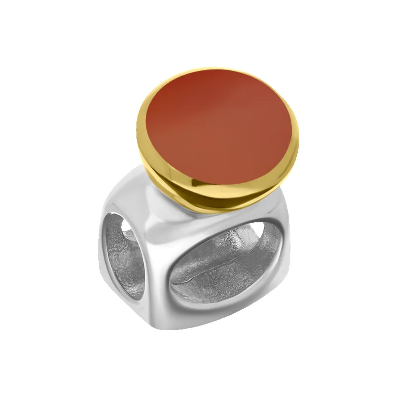 9ct Yellow Gold Sterling Silver Carnelian Stepping Stones 5mm Round Charm sold by Jura Watches