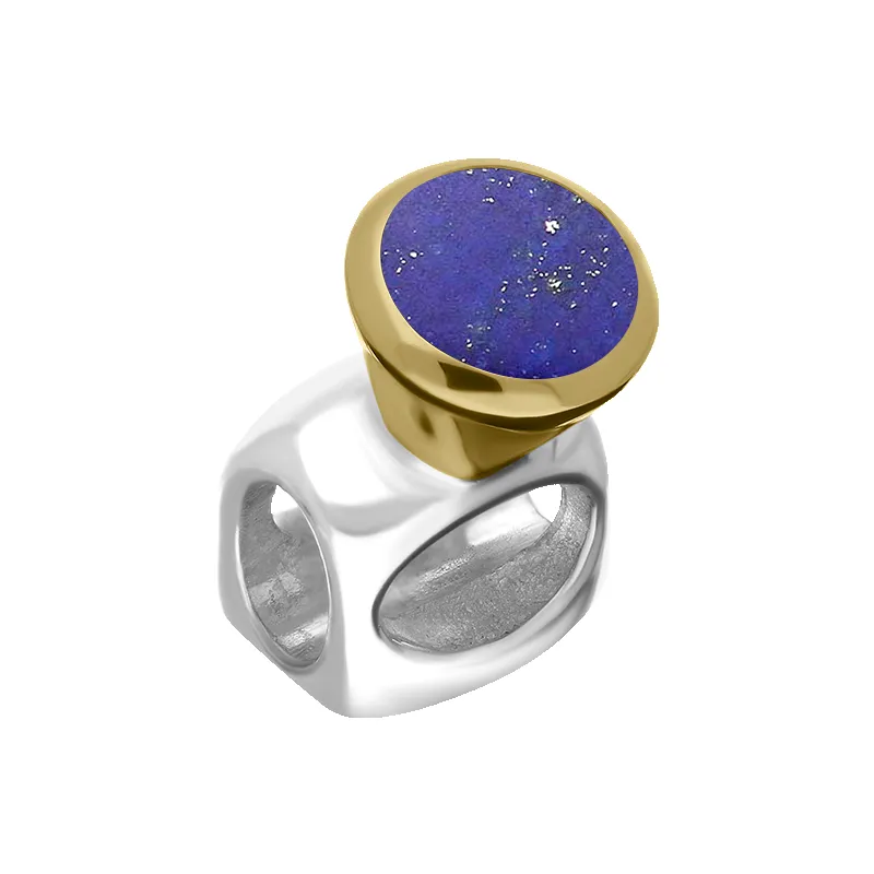 9ct Yellow Gold Sterling Silver Lapis Lazuli Stepping Stones 5mm Round Charm sold by Jura Watches