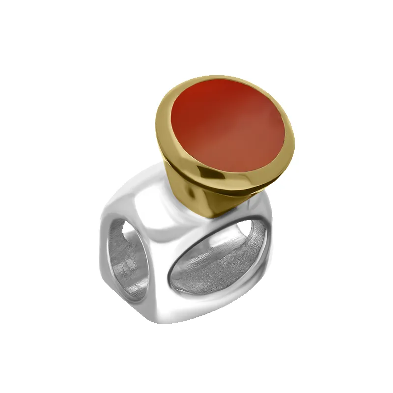 9ct Yellow Gold Sterling Silver Carnelian Stepping Stones 5mm Round Charm sold by Jura Watches