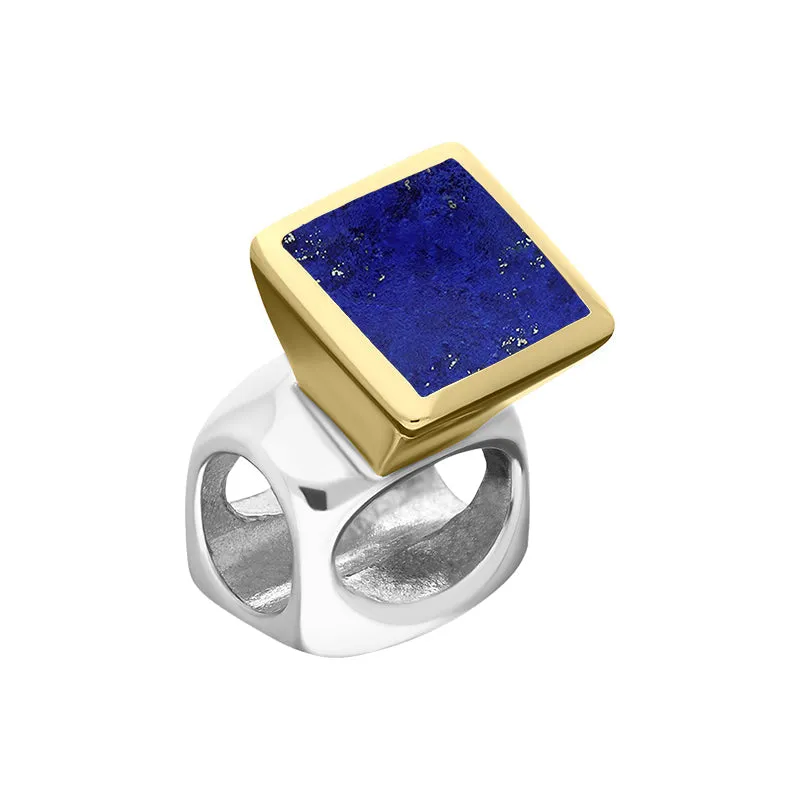9ct Yellow Gold Sterling Silver Lapis Lazuli Stepping Stones 5mm Square Charm sold by Jura Watches