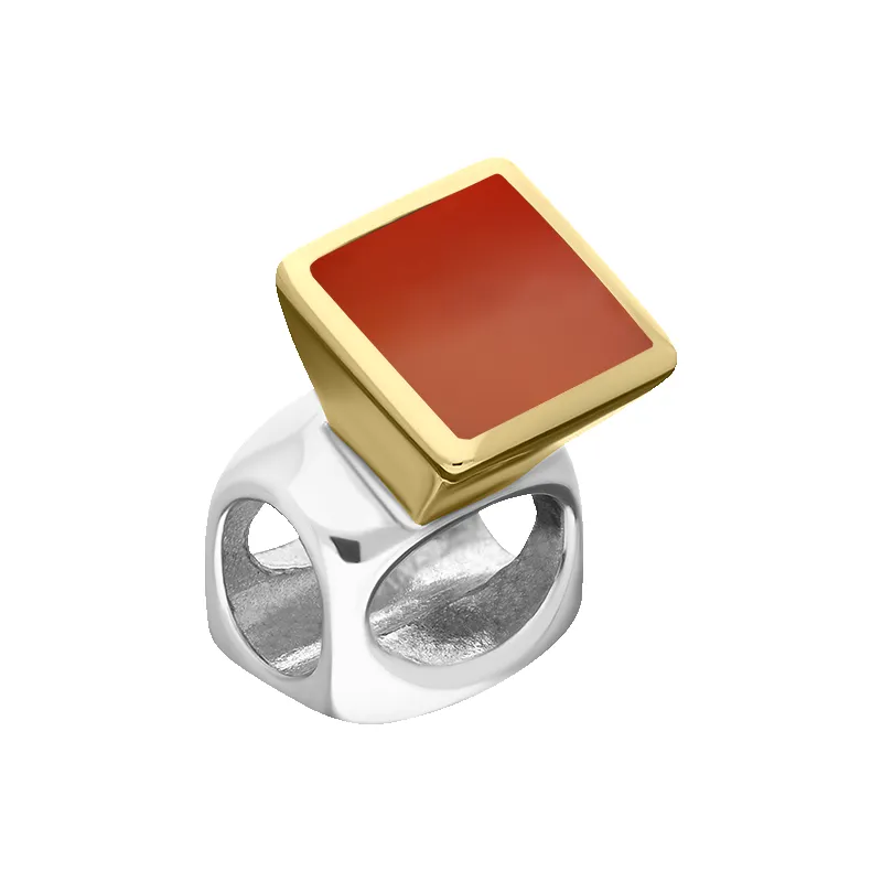 9ct Yellow Gold Sterling Silver Carnelian Stepping Stones 5mm Square Charm sold by Jura Watches