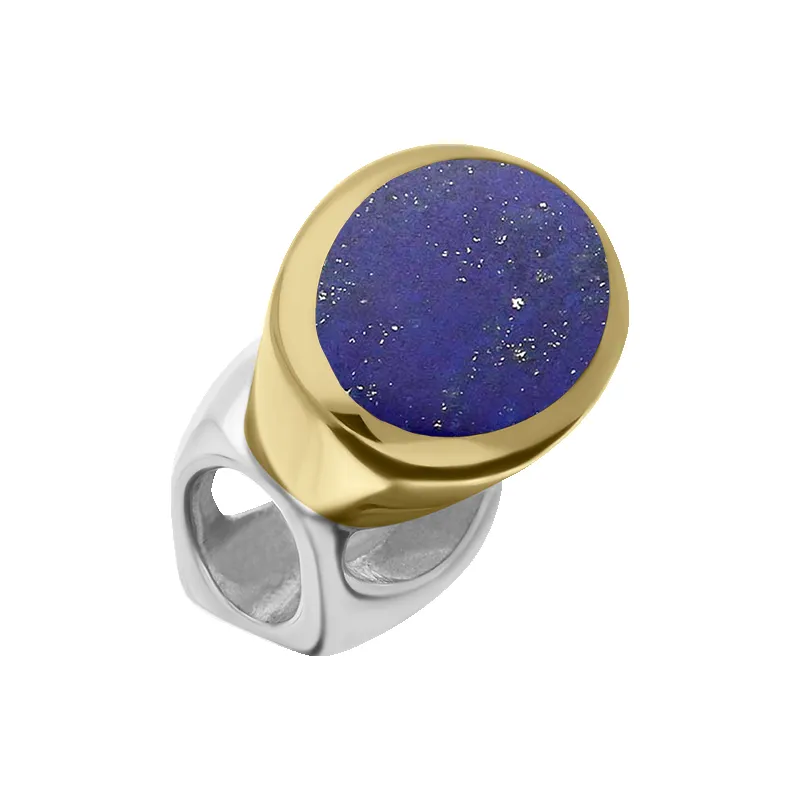 9ct Yellow Gold Sterling Silver Lapis Lazuli Stepping Stones 6x8mm Oval Charm sold by Jura Watches