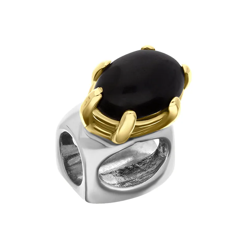 9ct Yellow Gold Sterling Silver Whitby Jet Stepping Stones 4x7mm Oval Claw Set Charm D sold by Jura Watches