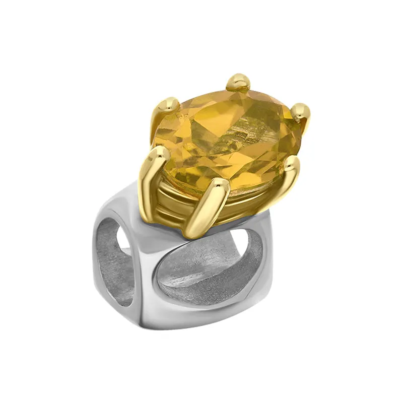 9ct Yellow Gold Sterling Silver Citrine Stepping Stones 4x7mm Oval Claw Set Charm sold by Jura Watches