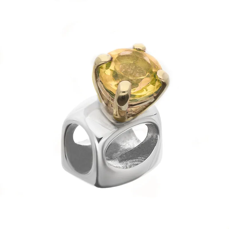 9ct Yellow Gold Sterling Silver Citrine Stepping Stones 5mm Round Claw Set Charm sold by Jura Watches