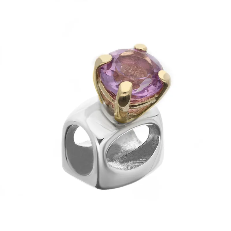 9ct Yellow Gold Sterling Silver Amethyst Stepping Stones 5mm Round Claw Set Charm sold by Jura Watches