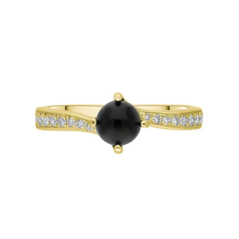 18ct Yellow Gold Whitby Jet 0.16ct Diamond Tapered Shoulder Ring sold by Jura Watches product image thumbnail 3