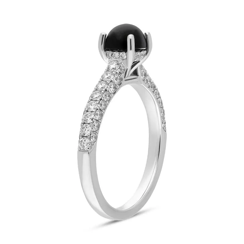 18ct White Gold Whitby Jet 0.83ct Diamond Shoulder Ring sold by Jura Watches product image thumbnail 3