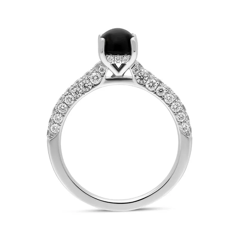 18ct White Gold Whitby Jet 0.83ct Diamond Shoulder Ring sold by Jura Watches product image thumbnail 2