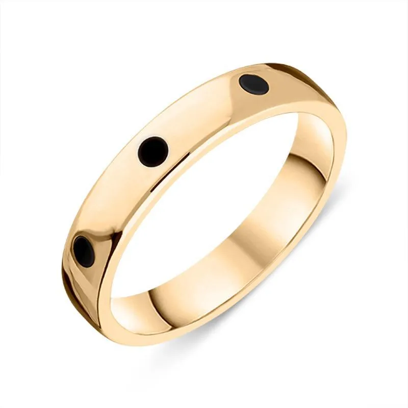 9ct Yellow Gold Whitby Jet 4mm Wedding Band Ring sold by Jura Watches