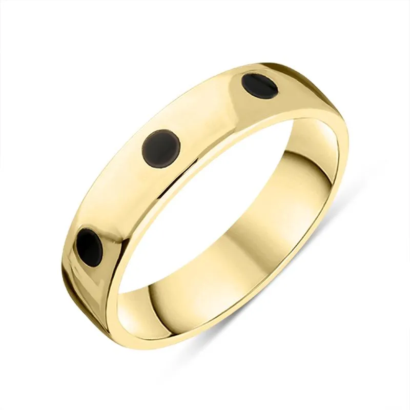 9ct Yellow Gold Whitby Jet 5mm Wedding Band Ring sold by Jura Watches